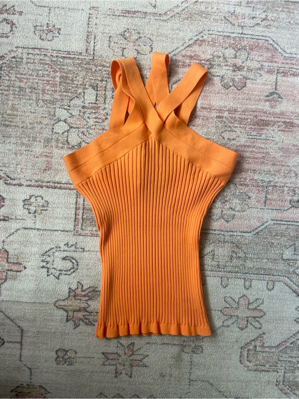 Metrostyle Ribbed Cross Halter Cotton Tank Y2k Womens M